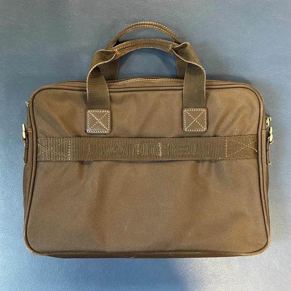 RARE LANCEL exquisite mens laptop case with ballistic nylon & brown leather trim